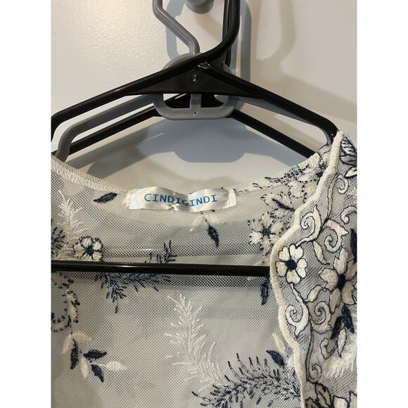 CindiGindi Embroidered Floral Fairy Whimsigoth White Coverup Duster Cardigan - Picture 2 of 10